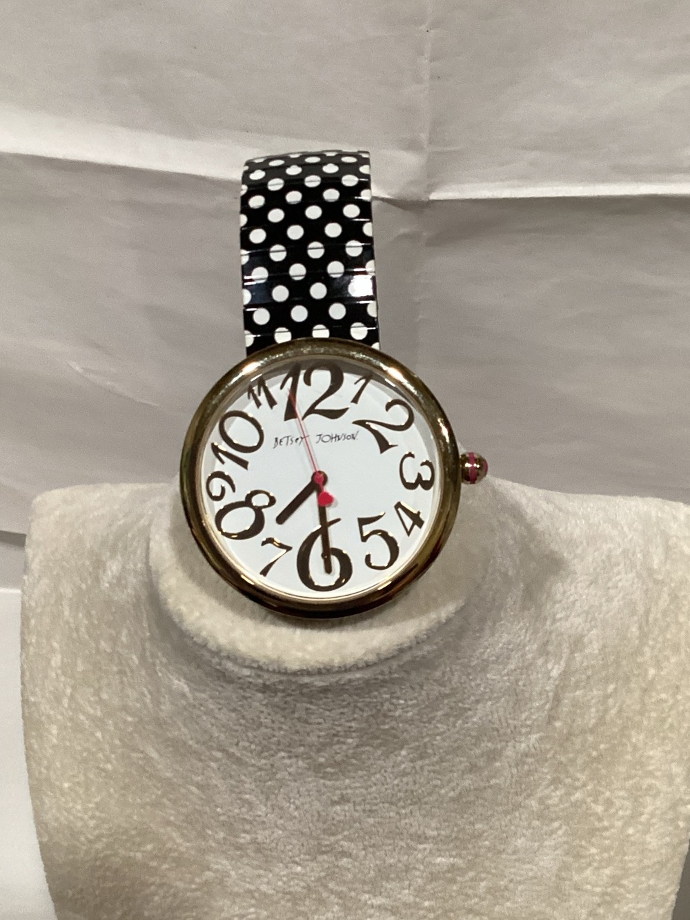 Betsey Johnson Black and White Polka Dot Bangle Watch